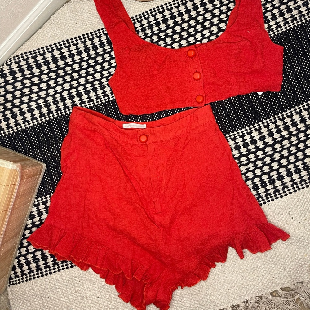 urban outfitters two piece frills outfit